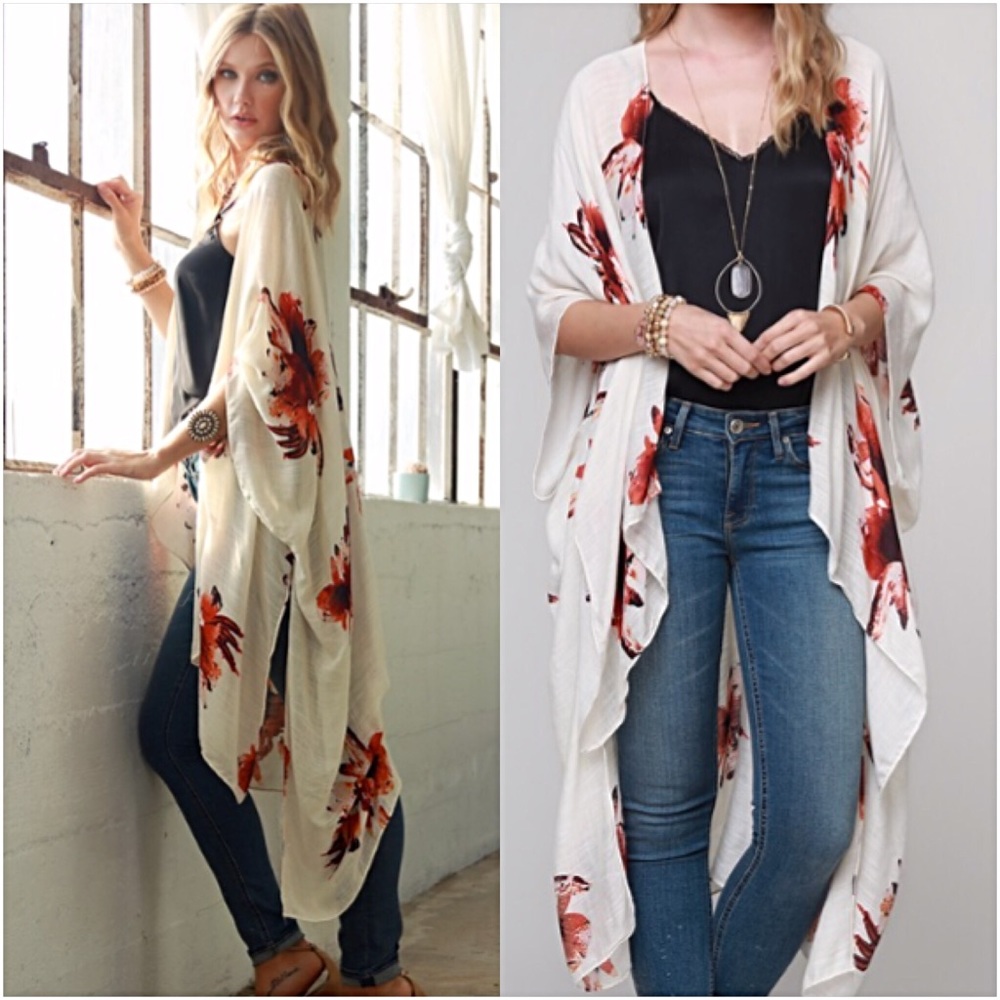 Boho Ivory Lightweight Kimono Armholes O/S